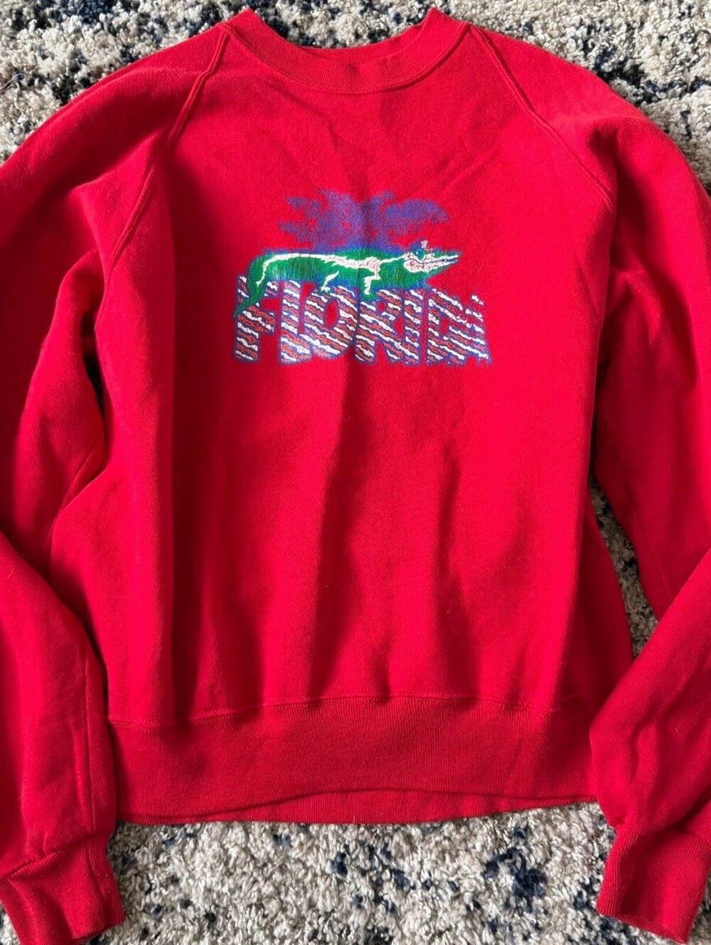 Vintage Jerzees Florida Alligator Crewneck Sweatshirt Mens L Red Made In USA